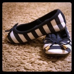 Navy blue and white slip on shes